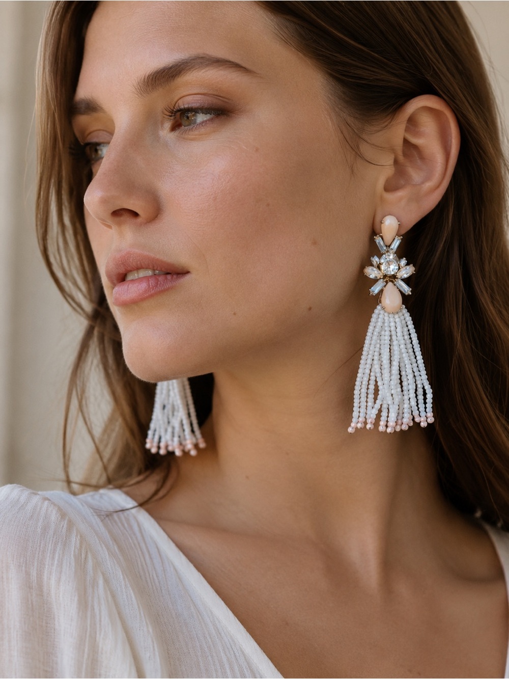 Crystal cluster gem stones earrings